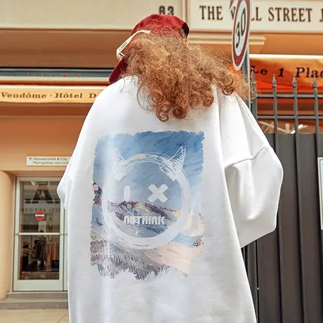 国潮oversize小恶魔卫衣男潮流潮牌ins冬季无帽大码男装情侣外套商品大图