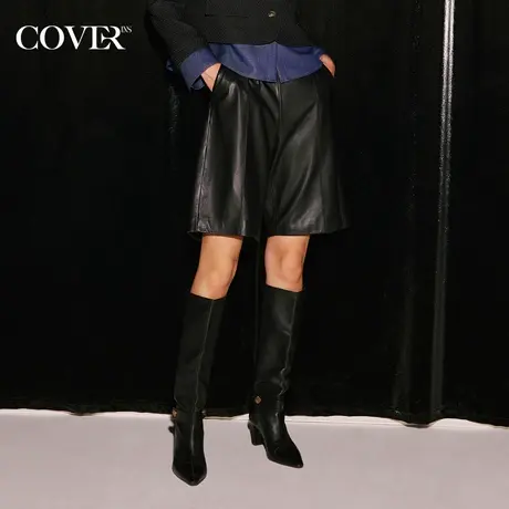 COVER2023秋季绵羊皮皮裤直筒百搭中裤商品大图