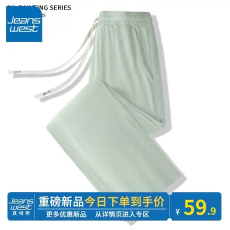 KV真维斯灰绿色休闲裤子女夏百搭冰丝凉感直筒显腿长新款冰丝女裤商品大图