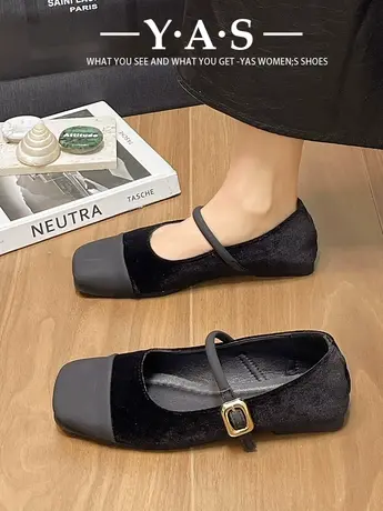 玛丽珍女鞋2024新款春季法式浅口一字带温柔风晚晚配裙子平底单鞋商品大图