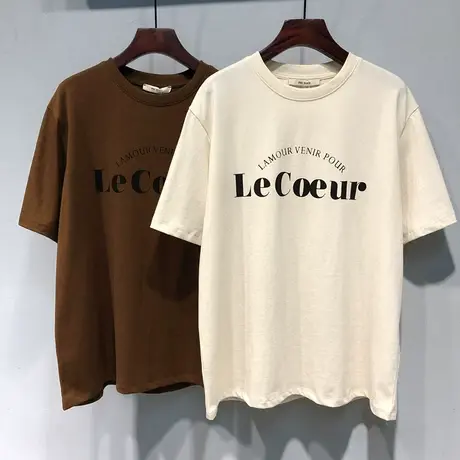 2024春夏韩国ulzzang新款字母图案宽松显瘦百搭学生短袖T恤上衣女图片