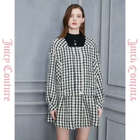 Juicy Couture橘滋女装新款俏皮千鸟格女式外套图片