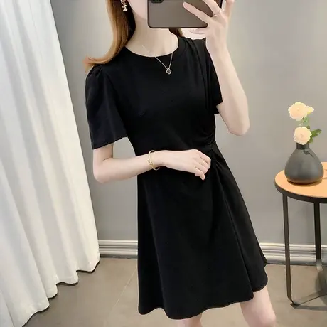 春装女2023年新款黑色显瘦连衣裙女春秋法式长裙子夏季小个子女装图片