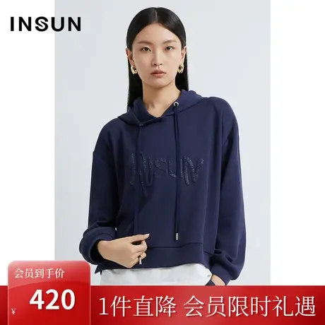 恩裳2023早春新品时尚洋气立体烫钻卫衣休闲洋气连帽上衣图片