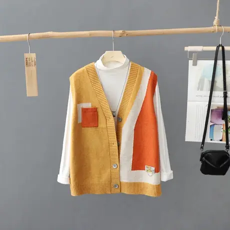 无袖针织开衫坎肩女款秋冬季百搭宽松毛衣马夹女士外搭内搭坎肩女图片