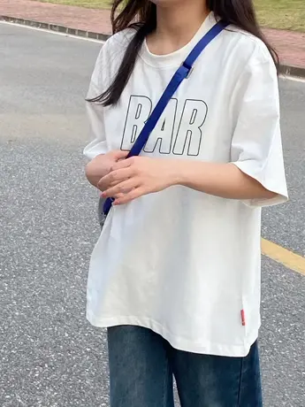 白色短袖t恤女夏日独特质感上衣服宽松百搭基础款体恤韩系ins卡通商品大图