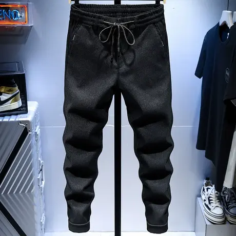 夏季薄款牛仔裤男潮流韩版弹力修身小脚黑色休闲男裤长裤子男潮牌商品大图