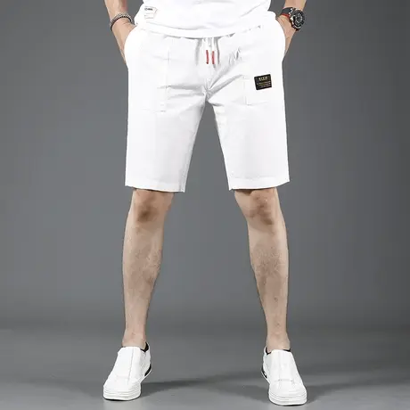 2023新款白色休闲短裤男款夏季松紧腰潮流五分裤薄款宽松男士中裤商品大图