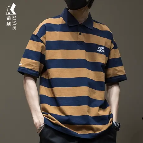 希越潮流短袖Polo衫男带领夏季日系上衣T恤青年大码休闲通勤男装商品大图