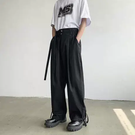 美式oversize裤子高街男夏季亚麻裤黑武士灯笼裤山本耀司工装长裤图片