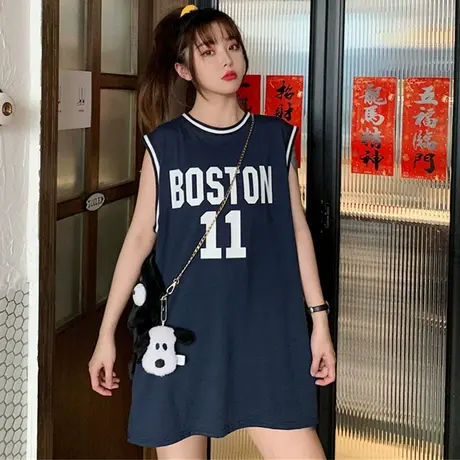 吊带运动背心无袖t恤女夏季外穿网红学生篮球服宽松bf风上衣ins潮图片