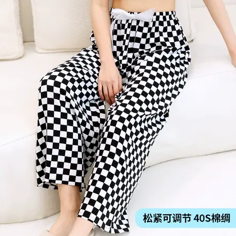 棉绸睡裤女长裤春秋款大码宽松人造棉家居裤防蚊夏天妈妈绵绸裤子商品大图