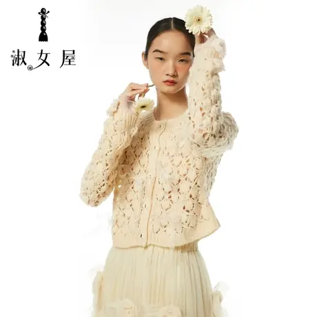 淑女屋草原小屋蝴蝶结慵懒风毛衣2023秋冬宽松显瘦百搭外穿上衣图片