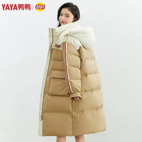 乐事联名款鸭鸭情侣羽绒服2023年新品长款加厚连帽外套W图片