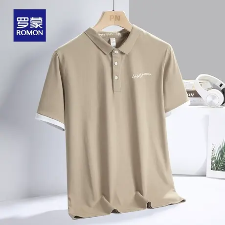罗蒙男士冰丝短袖Polo衫夏季薄款商务休闲带翻领T恤青年男装上衣商品大图