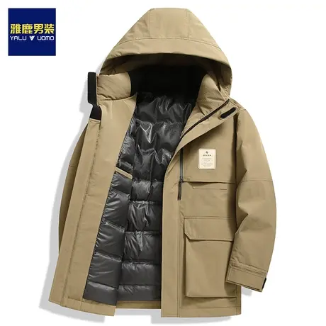 雅鹿男装踩标冬季加厚连帽短款羽绒服男士2023新款工装冲锋衣外套图片