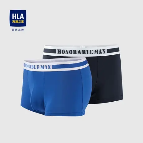 HLA/海澜之家撞色腰里针织平脚短裤男柔软弹力透气服帖两条装内裤商品大图