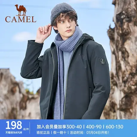 骆驼男装秋冬季新款棉服加厚时尚立领休闲外套连帽棉衣男潮流商品大图