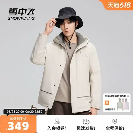 雪中飞2025秋新款男士短款立领连帽羽绒服时尚保暖纯色百搭商务图片