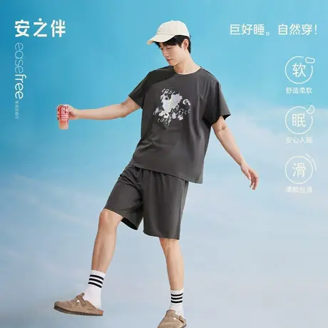 安之伴【巨凉感】纯棉男士睡衣夏季2025新款宽松大码可外穿家居服商品大图