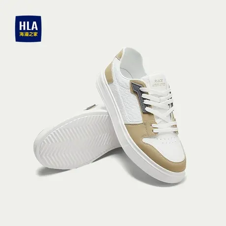 HLA/海澜之家抽绳系带休闲鞋25新撞色拼接圆头立体压花透气鞋子男商品大图