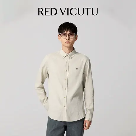 VICUTU威可多男长袖衬衫100%绵羊毛舒暖亲肤休闲百搭通勤简约衬衣图片