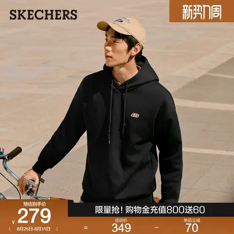 斯凯奇2025年新款秋冬季男女同款舒适抓绒套头连帽卫衣保暖百搭图片