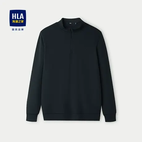 HLA/海澜之家休闲上衣2025秋季新款半高领拉链硅胶小标微弹卫衣男商品大图