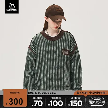 Lilbetter毛衣男美式休闲加厚落肩袖外套新款套头衣服圆领针织衫商品大图