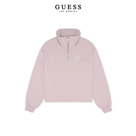 GUESS23年新款秋女士粉色立领时尚百搭慵懒风显瘦上衣-YN3K5480图片