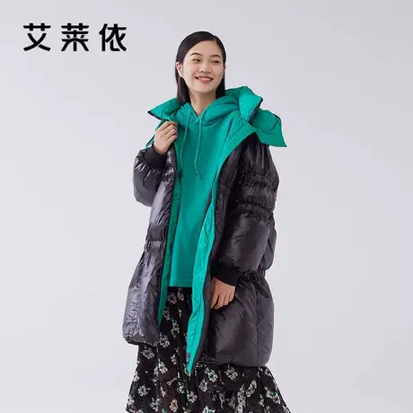 艾莱依商场同款冬季品牌中长款连帽羽绒服女厚时尚外套6020401126图片
