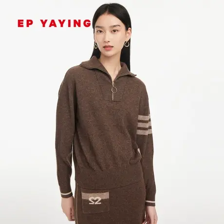 [王冠同款]EP雅莹女装 时尚牦牛绒刺绣polo针织衫 商场同款9527A图片