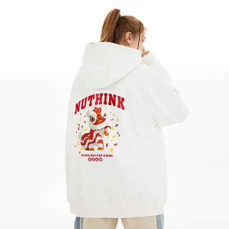 Nuthink新年过年宽松醒狮卫衣男潮牌春季加绒加厚大码男款外套潮商品大图