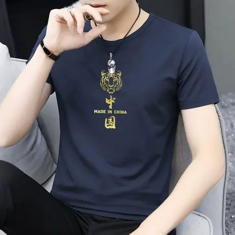 莫代尔虎年t恤男士短袖2024新款中国潮流夏季圆领上衣服冰丝半袖商品大图