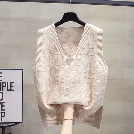 v领针织马甲背心女2023秋装新款宽松上衣外穿马夹叠穿毛衣坎肩潮图片