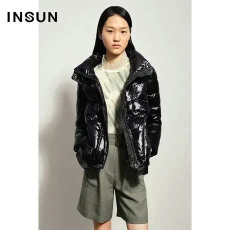 INSUN恩裳冬季光泽感白鹅绒百搭蓬松羽绒服图片