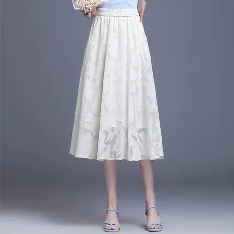 2024春夏季新款复古水墨印花雪纺半身裙长款高腰A字裙大摆仙女裙图片