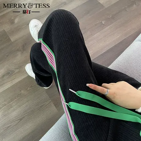 黑色休闲运动裤女宽松直筒春秋季2023新款显瘦休闲阔腿小个子卫裤商品大图