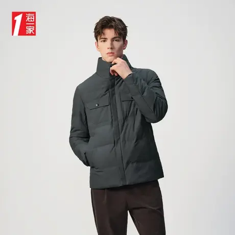 海一家带毛领翻领冬季保暖外套时尚字母印花商务休闲羽绒服男图片