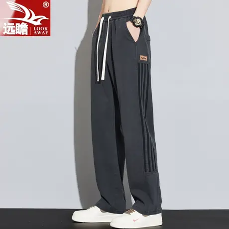 夏天休闲裤男士夏季薄款宽松直筒阔腿男裤子潮牌冰丝凉感拖地长裤商品大图