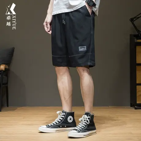 夏季凉感冰丝短裤男款运动五分裤胖子宽松加肥加大码男士休闲裤子商品大图