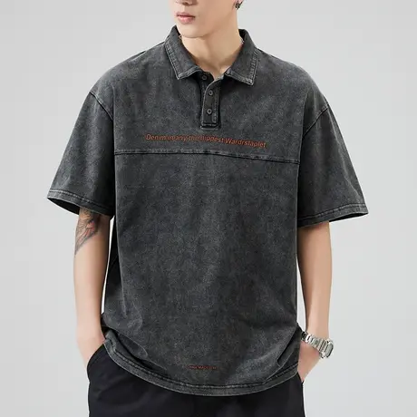 纯棉衬衫领Polo衫男士夏季翻领短袖t恤男款2024新款中年爸爸上衣商品大图