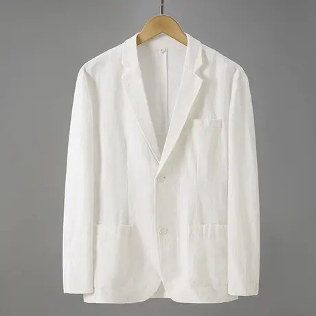 苎麻小西服男秋季新款长袖薄款外套单西棉麻商务休闲男士西装潮流图片