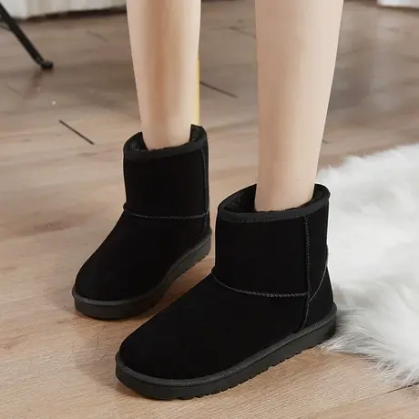 雪地靴女短筒冬季短靴加绒加厚靴子中筒平底学生保暖棉鞋防滑女鞋图片