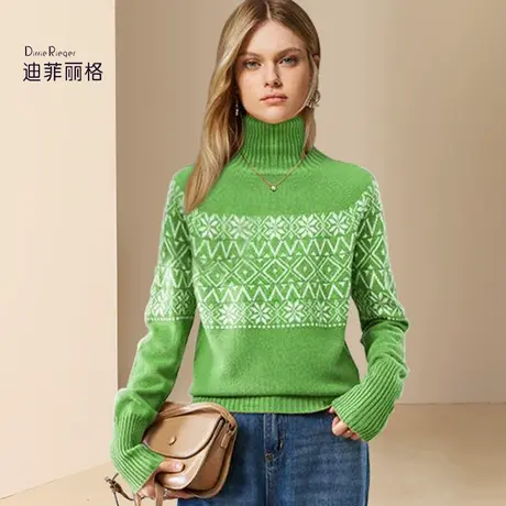 迪菲丽格软糯慵懒风高领毛衣女2023年新款冬季气质通勤保暖针织衫图片