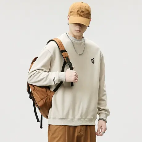 时尚潮牌秋季男装宽松圆领卫衣多色加绒可选高档男士休闲潮流卫衣图片