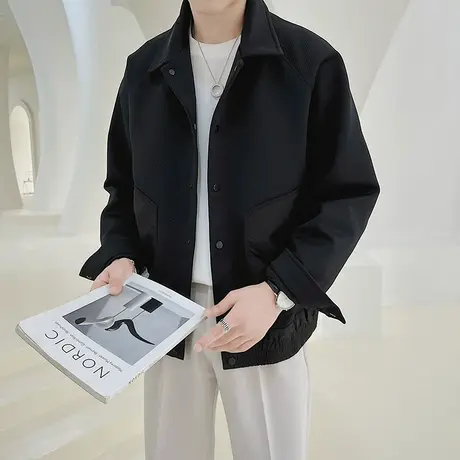 夹克男外套2023新款秋季潮牌翻领休闲宽松潮工装上衣小众ins衣服商品大图