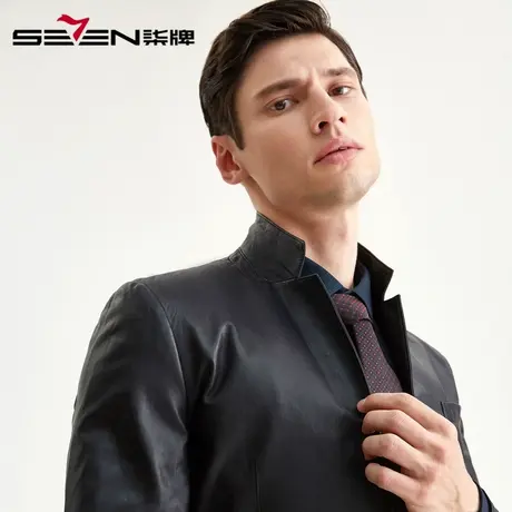 柒牌男装清仓皮衣秋冬短款外套男士商务休闲真皮西服时尚皮上衣商品大图