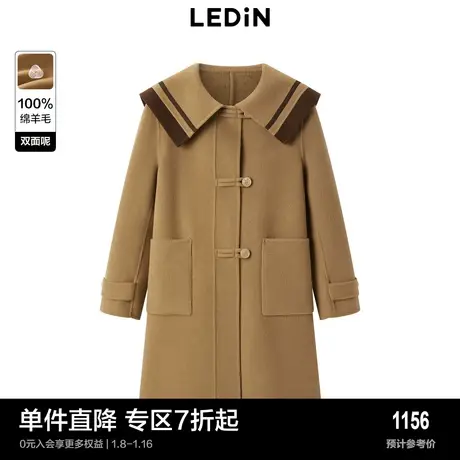 【商场同款】乐町学院风毛呢大衣秋冬牛角扣中长款外套C1AAD4228图片