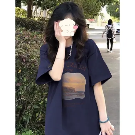 纯棉设计感小众短袖t恤女夏季新款潮牌宽松半袖上衣服小个子体恤商品大图